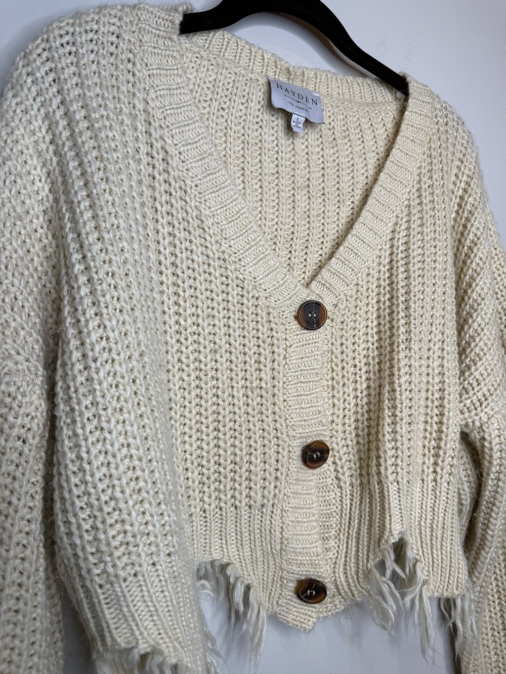 Hayden Los Angeles cream crochet crop sweater - Picture 4 of 7